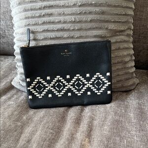 Kate Spade Black Clutch with White Pattern